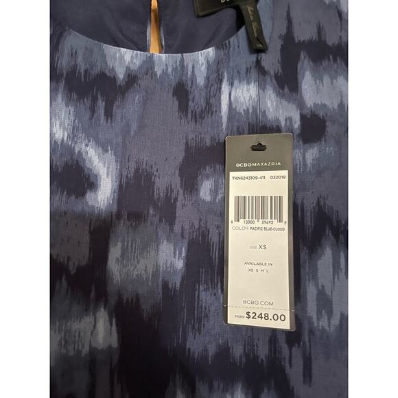 BCBGMAXAZRIA Pacific Blue Cloud Shift Dress Ruffled Mini Womens Size XS - Picture 4 of 4
